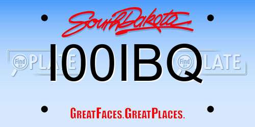 I00IBQ South Dakota License Plate