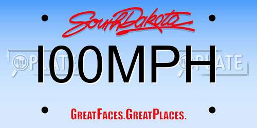 I00MPH South Dakota License Plate