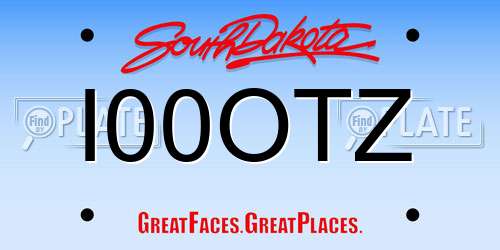 I00OTZ South Dakota License Plate
