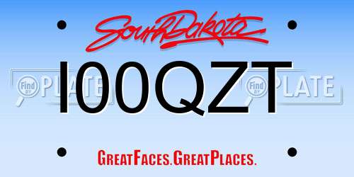 I00QZT South Dakota License Plate