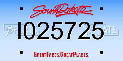 I025725 South Dakota License Plate