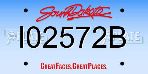 I02572B South Dakota License Plate