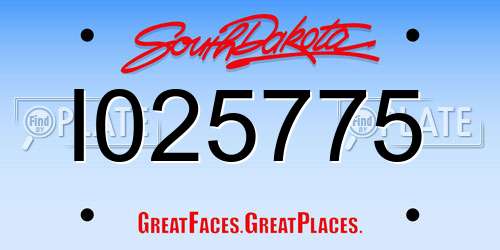 I025775 South Dakota License Plate