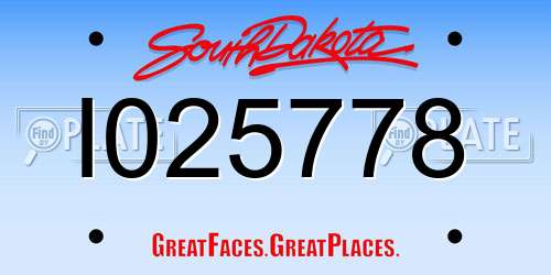 I025778 South Dakota License Plate