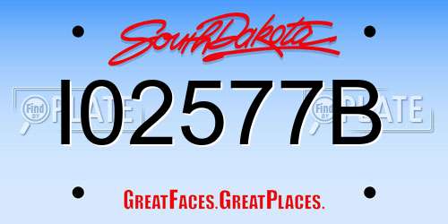 I02577B South Dakota License Plate