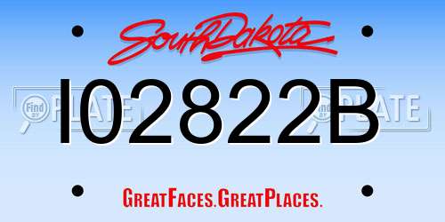 I02822B South Dakota License Plate