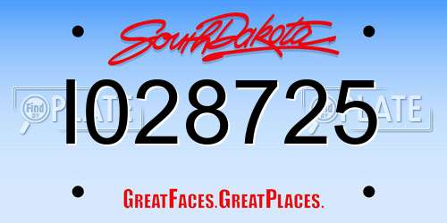 I028725 South Dakota License Plate