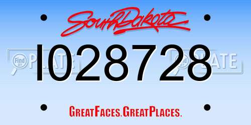 I028728 South Dakota License Plate