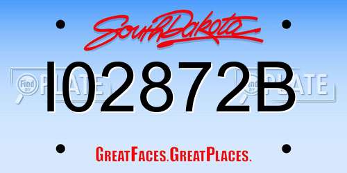 I02872B South Dakota License Plate