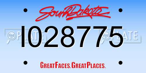 I028775 South Dakota License Plate