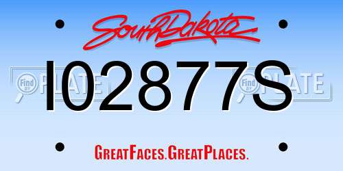 I02877S South Dakota License Plate