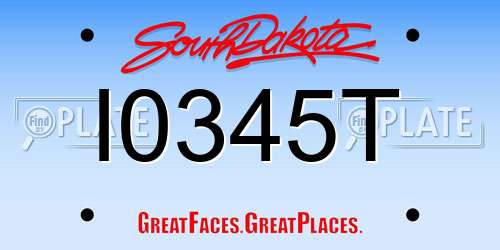 I0345T South Dakota License Plate