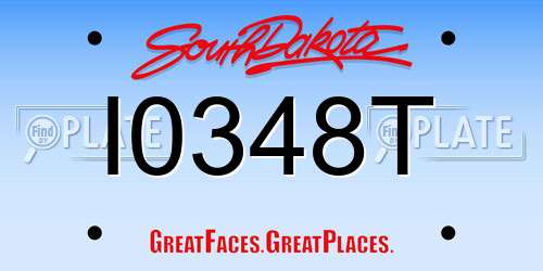 I0348T South Dakota License Plate