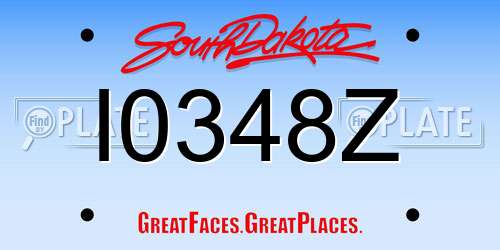 I0348Z South Dakota License Plate