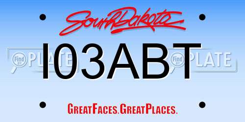 I03ABT South Dakota License Plate