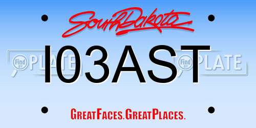 I03AST South Dakota License Plate