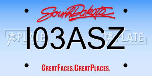 I03ASZ South Dakota License Plate