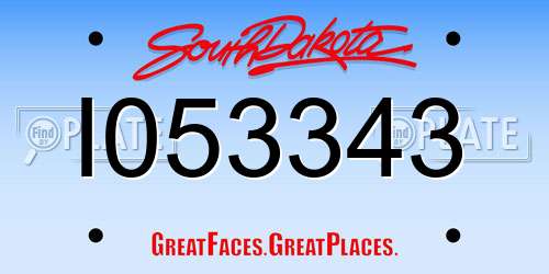 I053343 South Dakota License Plate