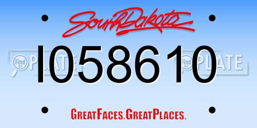 I058610 South Dakota License Plate