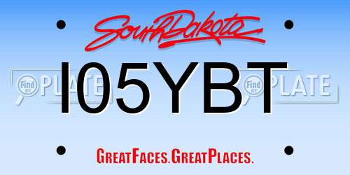 I05YBT South Dakota License Plate