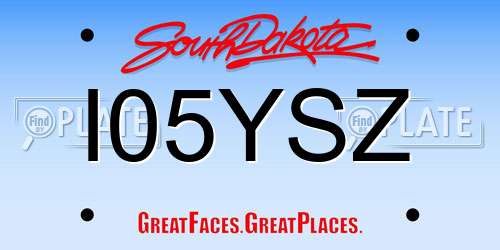 I05YSZ South Dakota License Plate