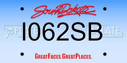 I062SB South Dakota License Plate
