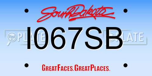 I067SB South Dakota License Plate