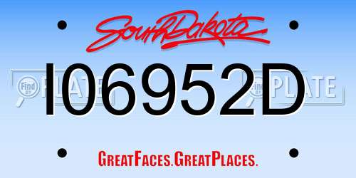 I06952D South Dakota License Plate