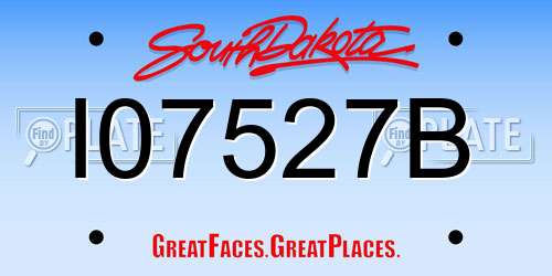 I07527B South Dakota License Plate