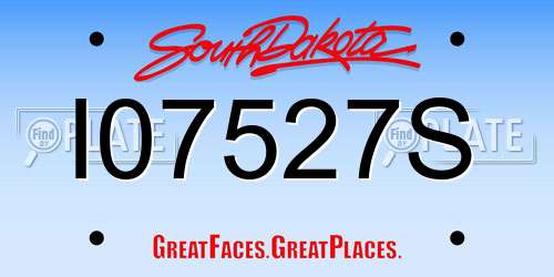 I07527S South Dakota License Plate