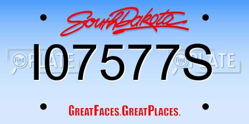 I07577S South Dakota License Plate