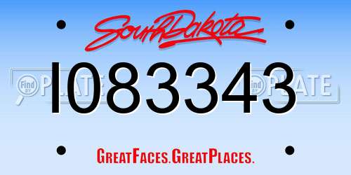 I083343 South Dakota License Plate