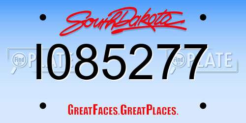 I085277 South Dakota License Plate