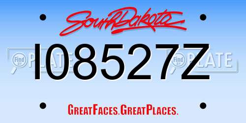 I08527Z South Dakota License Plate