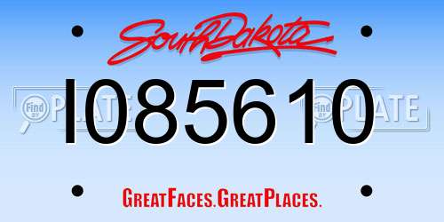 I085610 South Dakota License Plate