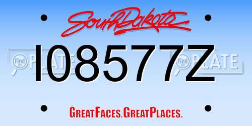 I08577Z South Dakota License Plate