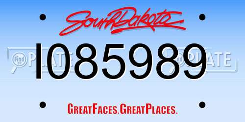 I085989 South Dakota License Plate