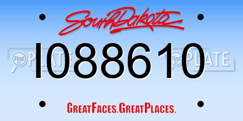 I088610 South Dakota License Plate