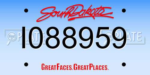 I088959 South Dakota License Plate