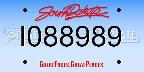 I088989 South Dakota License Plate