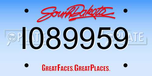 I089959 South Dakota License Plate