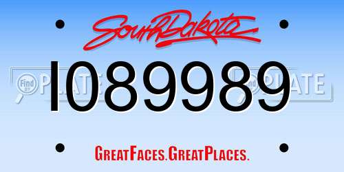 I089989 South Dakota License Plate