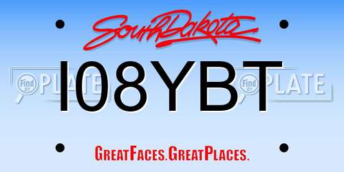 I08YBT South Dakota License Plate