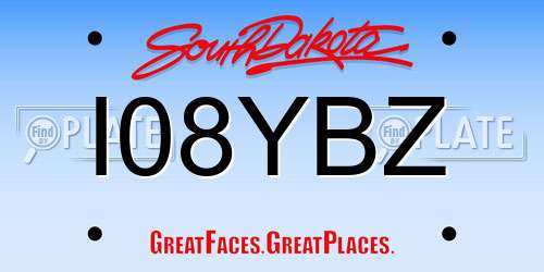 I08YBZ South Dakota License Plate