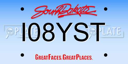 I08YST South Dakota License Plate