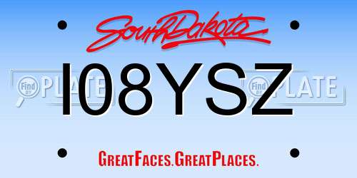 I08YSZ South Dakota License Plate