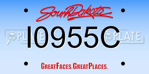 I0955C South Dakota License Plate