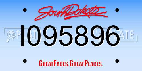 I095896 South Dakota License Plate