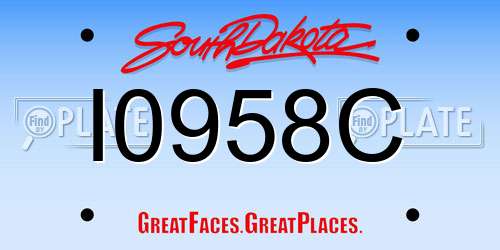 I0958C South Dakota License Plate