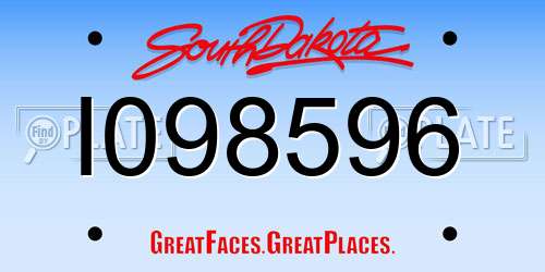 I098596 South Dakota License Plate
